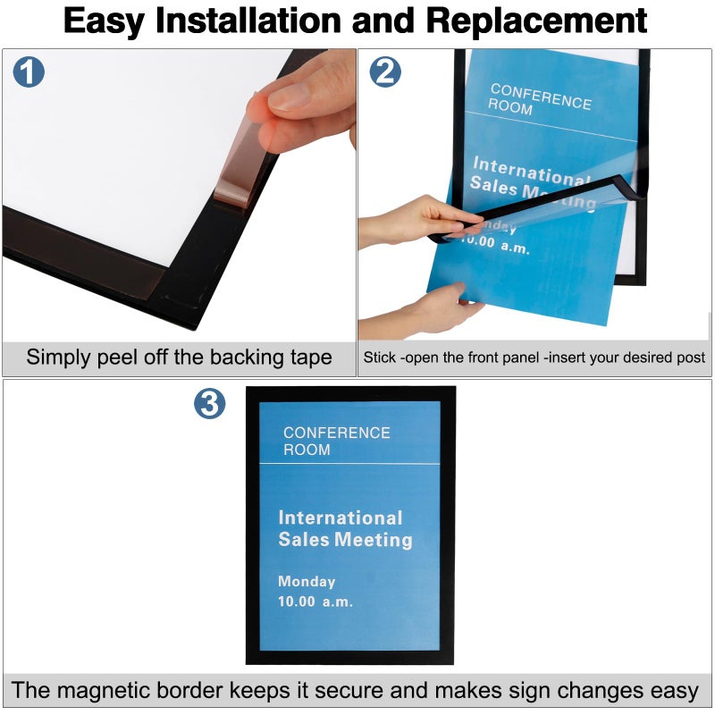 MFoffice 11x17 Window Poster Frame Made of Durable PVC and Strong Magnetic,Self Adhesive Flexible Display Frame,Black,Pack of 2 - Image 3